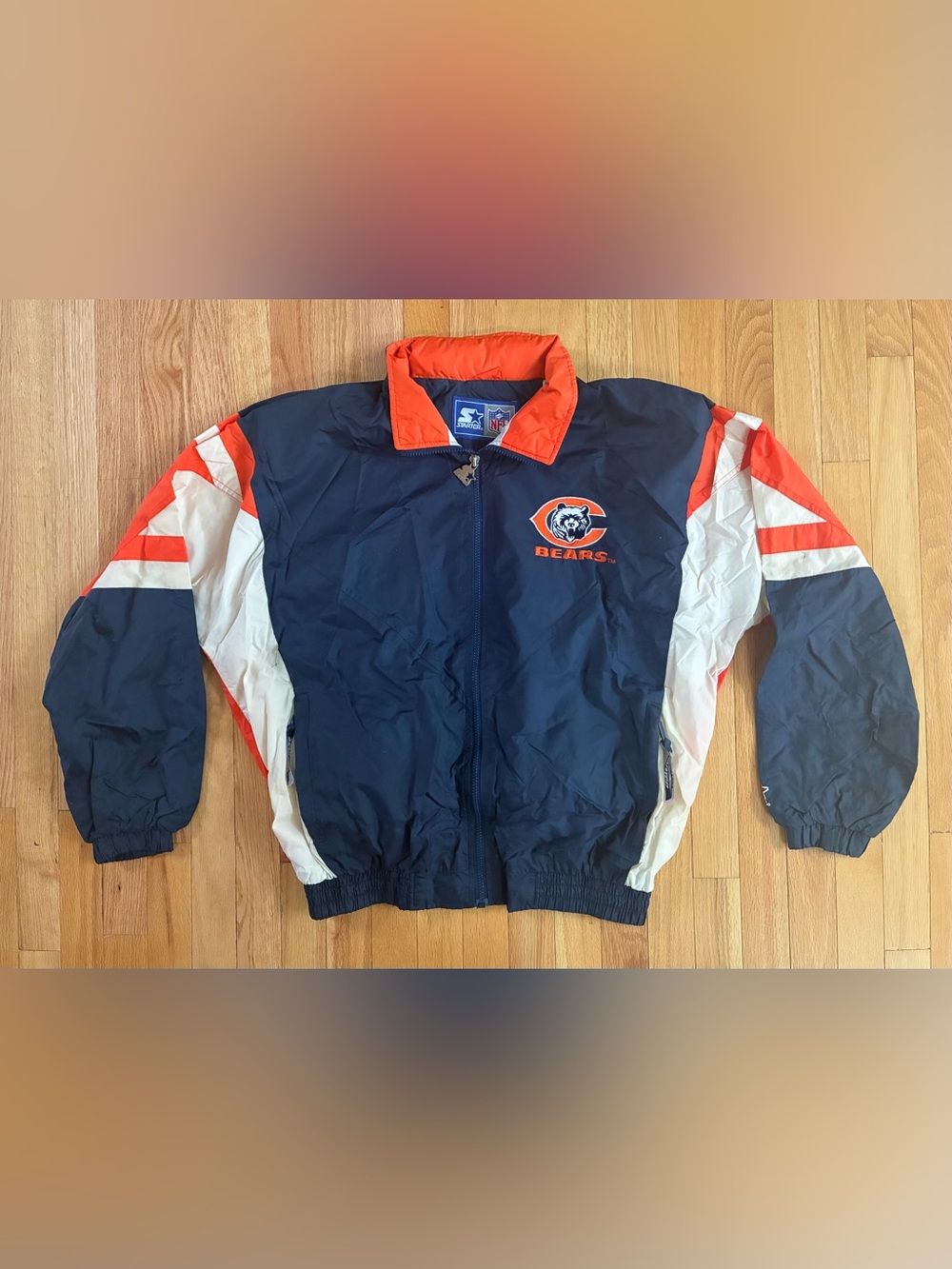 Vintage Chicago Bears Starter NFL Jacket with Hidden Hood Coat Men’s Size L